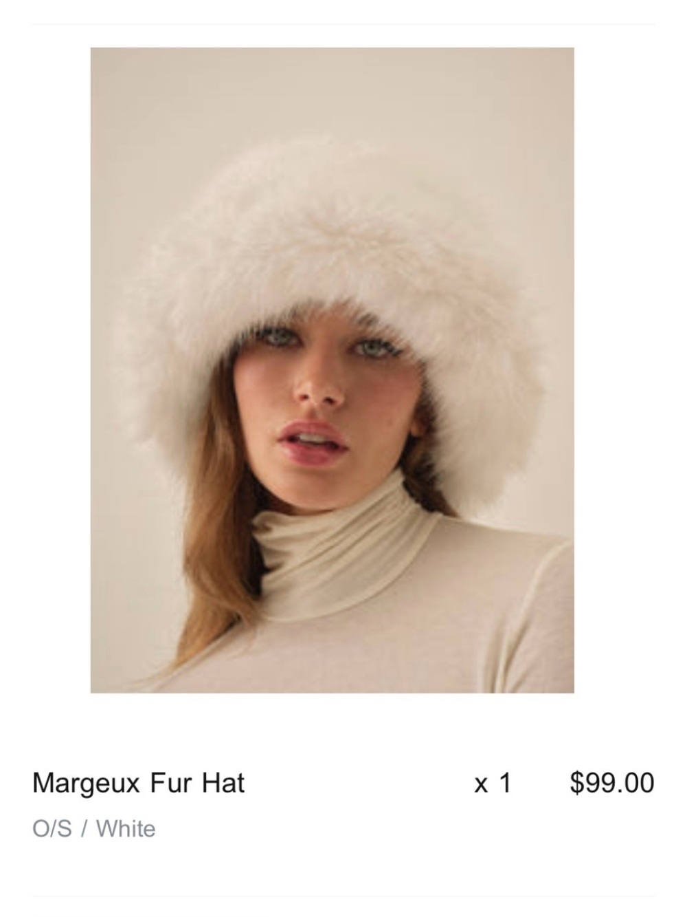 For Love and Lemons White Faux Fur Hat - Women's Luxe Winter Accessory